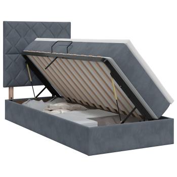Aufbewahrungsbett mit Matratze Dunkelgrau 100 x 200 cm Samt