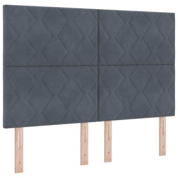Aufbewahrungsbett mit Matratze Dunkelgrau 160 x 200 cm Samt