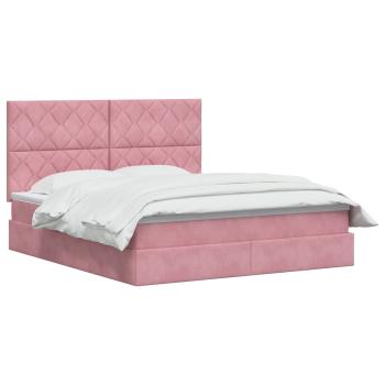Aufbewahrungsbett mit Matratze Rosa 160 x 200 cm Samt