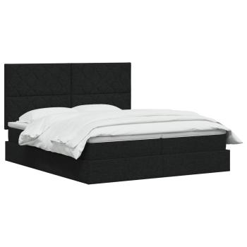 Aufbewahrungsbett mit Kopfteil Schwarz 200 x 200 cm Stoff