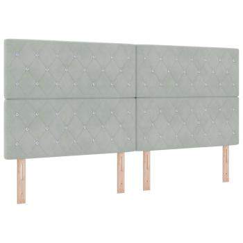 Aufbewahrungsbett mit Kopfteil Hellgrau 200 x 200 cm Samt