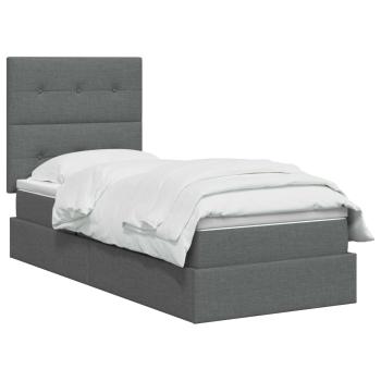 LED-Speicherbett mit Matratze Dunkelgrau 100 x 200 cm Stoff