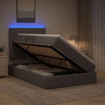 ARDEBO.de - LED-Speicherbett mit Matratze Dunkelgrau 120 x 200 cm Stoff
