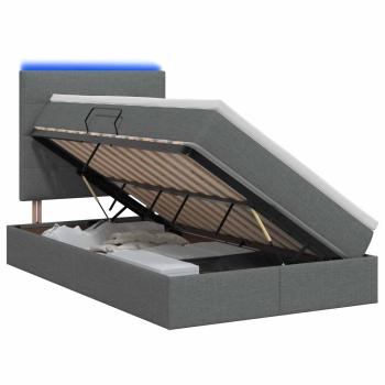 LED-Speicherbett mit Matratze Dunkelgrau 120 x 200 cm Stoff