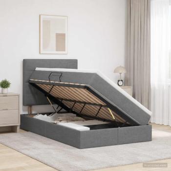 LED-Speicherbett mit Matratze Dunkelgrau 120 x 200 cm Stoff