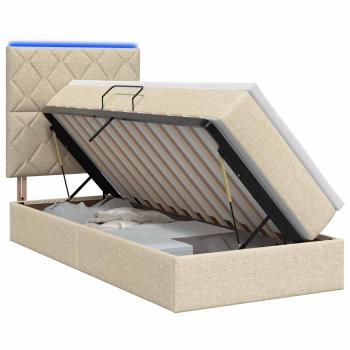 LED-Speicherbett mit Matratze Creme 90 x 200 cm Stoff