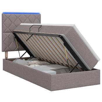 LED-Speicherbett mit Matratze Taupe 100 x 200 cm Stoff