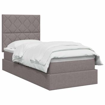 LED-Speicherbett mit Matratze Taupe 100 x 200 cm Stoff