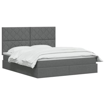 LED-Speicherbett mit Matratze Dunkelgrau 140 x 200 cm Stoff