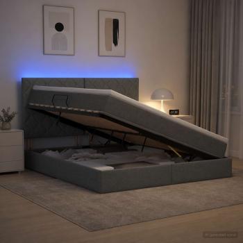 ARDEBO.de - LED-Speicherbett mit Matratze Dunkelgrau 160 x 200 cm Stoff