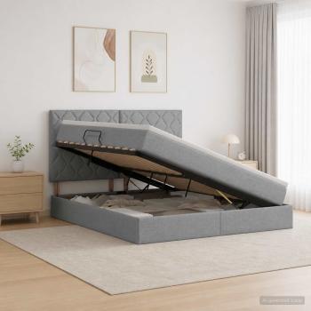 ARDEBO.de - LED-Speicherbett mit Matratze Hellgrau 180 x 200 cm Stoff