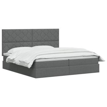 LED-Speicherbett mit Matratze Dunkelgrau 200 x 200 cm Stoff