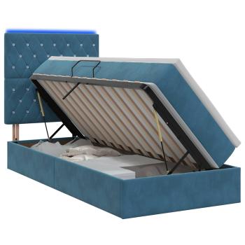LED-Speicherbett mit Matratze Dunkelblau 100 x 200 cm Samt