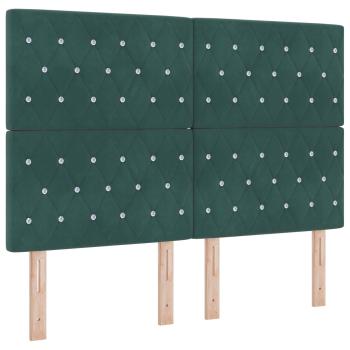 LED-Speicherbett mit Matratze Dunkelgrün 140 x 200 cm Samt