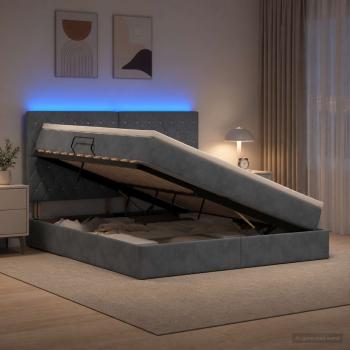 LED-Speicherbett mit Matratze Dunkelgrau 180 x 200 cm Samt