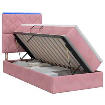LED-Speicherbett mit Matratze Rosa 90 x 200 cm Samt