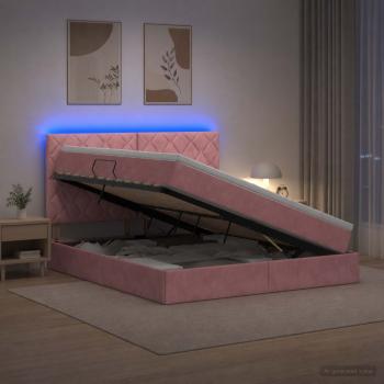 ARDEBO.de - LED-Speicherbett mit Matratze Rosa 180 x 200 cm Samt