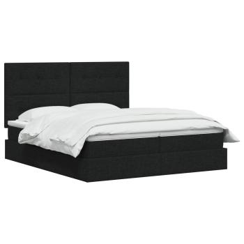 LED-Speicherbett mit Matratze Schwarz 180 x 200 cm Stoff