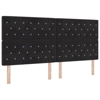 LED-Speicherbett mit Matratze Schwarz 200 x 200 cm Samt
