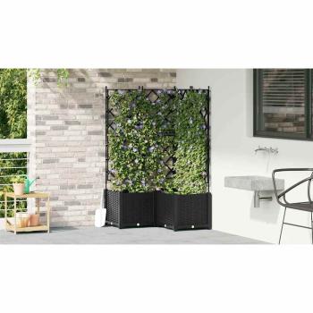 Garten-Pflanzgefäß 3 stk. Schwarz 80 x 80 x 143 cm PP