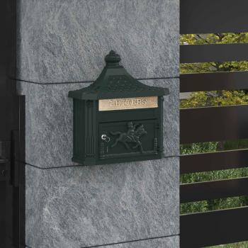 ARDEBO.de - Wandmontierter Briefkasten Grün 40,5 x 16 x 45 cm Gussaluminium