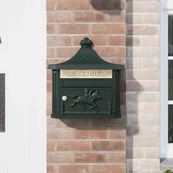 Wandmontierter Briefkasten Grün 40,5 x 16 x 45 cm Gussaluminium