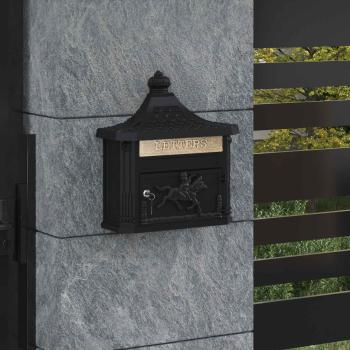ARDEBO.de - Wandmontierter Briefkasten mit Tür Schwarz 40,5 x 16 x 45 cm