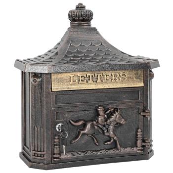 Wandmontierter Briefkasten mit Tür Bronze 40,5 x 16 x 45 cm