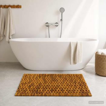 ARDEBO.de - Badematten Natur 85 x 120 cm Massivholz Akazie