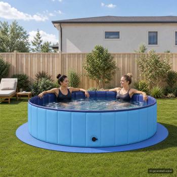 ARDEBO.de - Pool Bodenschutzmatte 16 stk. Ø 235 cm Rund EVA-Schaum Blau