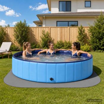 ARDEBO.de - Pool Bodenschutzmatte 49 stk. Ø 408 cm Rund EVA-Schaum Grau