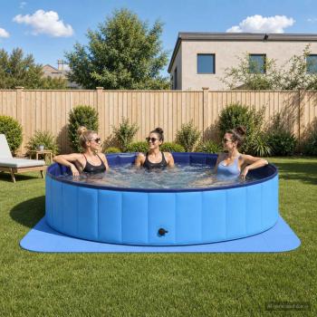ARDEBO.de - Pool Bodenschutzmatte 49 stk. Ø 408 cm Rund EVA-Schaum Blau