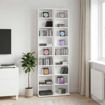 ARDEBO.de - CD Regal 2 Stk. Wei? 33 x 23,5 x 175 cm Holzwerkstoff