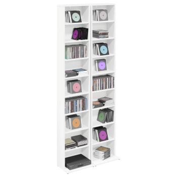 CD Regal 2 Stk. Wei? 33 x 23,5 x 175 cm Holzwerkstoff