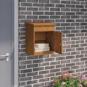 ARDEBO.de - Paketdrop-Box mit Tür Rostig 47,5 x 38 x 59 cm Wetterfeststahl