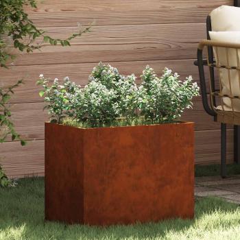ARDEBO.de - Garten-Pflanzgefäß Rostoptik 50 x 32 x 40 cm Wetterfeststahl
