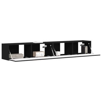 TV-Wandschrank 2 stk. Schwarz Holzwerkstoff