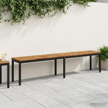 ARDEBO.de - Gartenbank 201 x 35 x 45 cm Massivholz Akazie Rechtwinklig