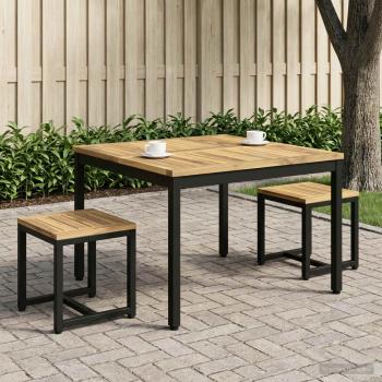 Couchtisch Weiß und Schwarz 80 x 80,5 x 45 cm Massivholz Akazie