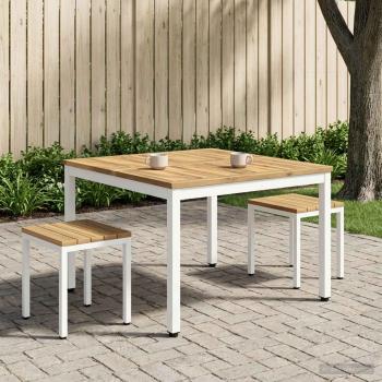 ARDEBO.de - Couchtisch Wei? 98 x 100,5 x 45 cm Massivholz Akazie