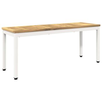 Gartenbank 108,5 x 35 x 45 cm Massivholz Akazie Weiß