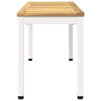 Gartenbank 108,5 x 35 x 45 cm Massivholz Akazie Weiß