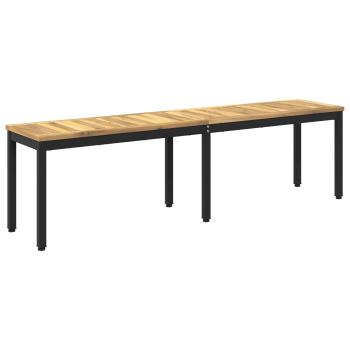 Gartenbank 161 x 35 x 45 cm Massivholz Akazie Weiß und Schwarz