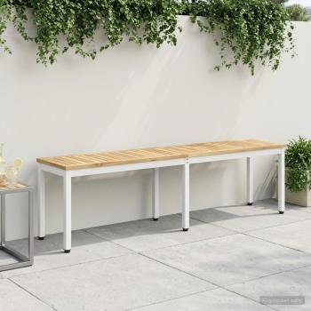 ARDEBO.de - Gartenbank 161 x 35 x 45 cm Massivholz Akazie Weiß Rechtwinklig