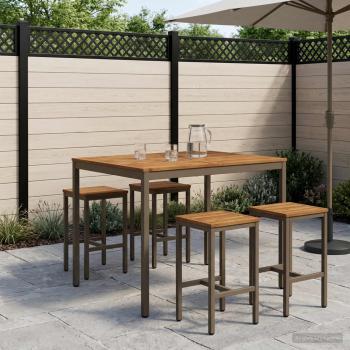 ARDEBO.de - Gartenbar-Tisch NAARDEN Natur und Kaffee 110 x 108,5 x 105 cm
