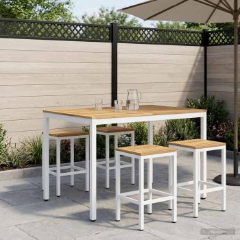 ARDEBO.de - Gartenbar-Tisch Weiß 110 x 108,5 x 105 cm Massivholz Akazie