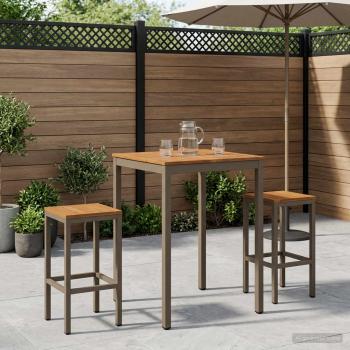 ARDEBO.de - Gartenbar-Tisch Natur und Kaffee 70 x 68,5 x 105 cm