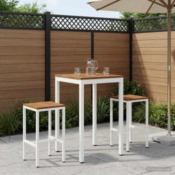 ARDEBO.de - Gartenbar-Tisch NAARDEN Natürlich und Weiß 60 x 60,5 x 105 cm