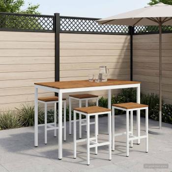 ARDEBO.de - Gartenbar-Tisch Natürlich und Weiß 147 x 88,5 x 105 cm