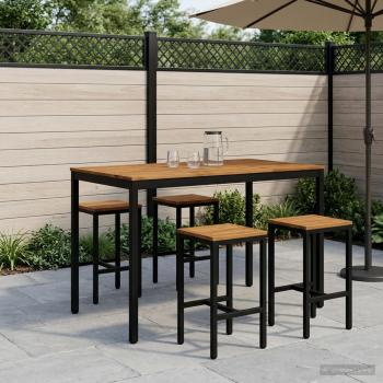 ARDEBO.de - Gartenbar-Tisch NAARDEN Natürlich und Schwarz